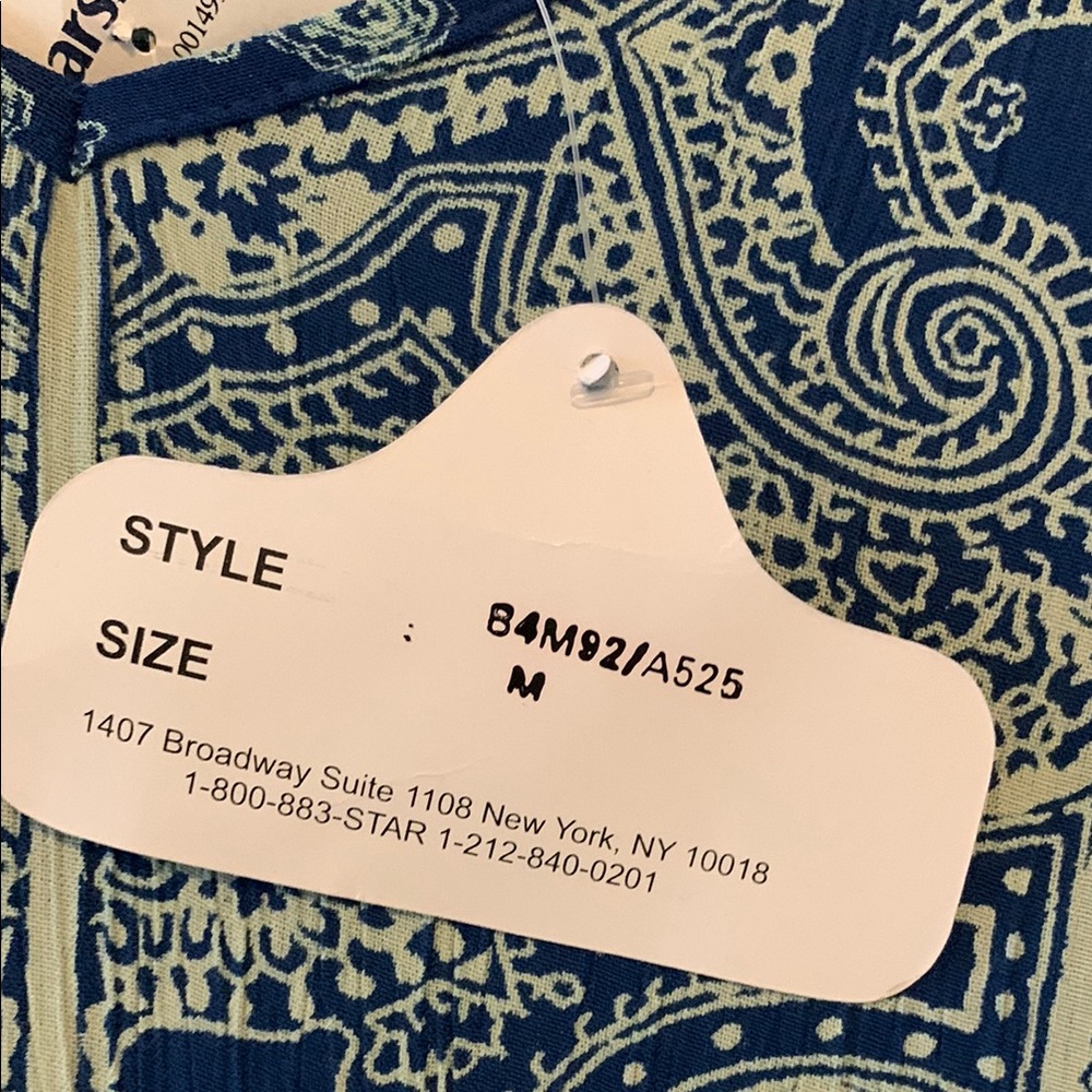 Angie Tan and Blue Boxy Tunic with Asymmetrical Hem - Picture 5 of 8